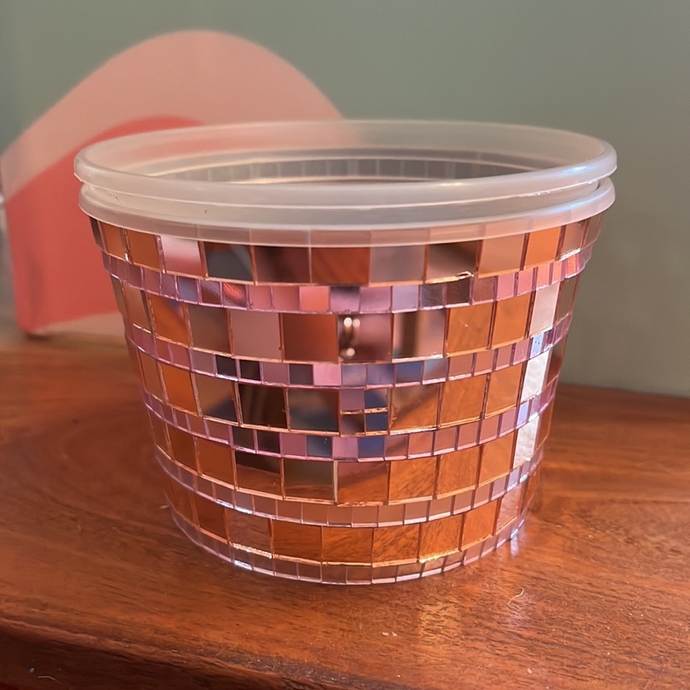 Rose Gold/Pink Mirror Disco Planter